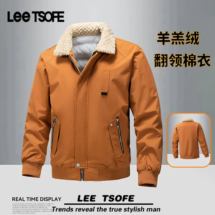 LEE TSOFE2025秋冬翻领毛领韩版潮流棉衣爆款青春活力百搭外套