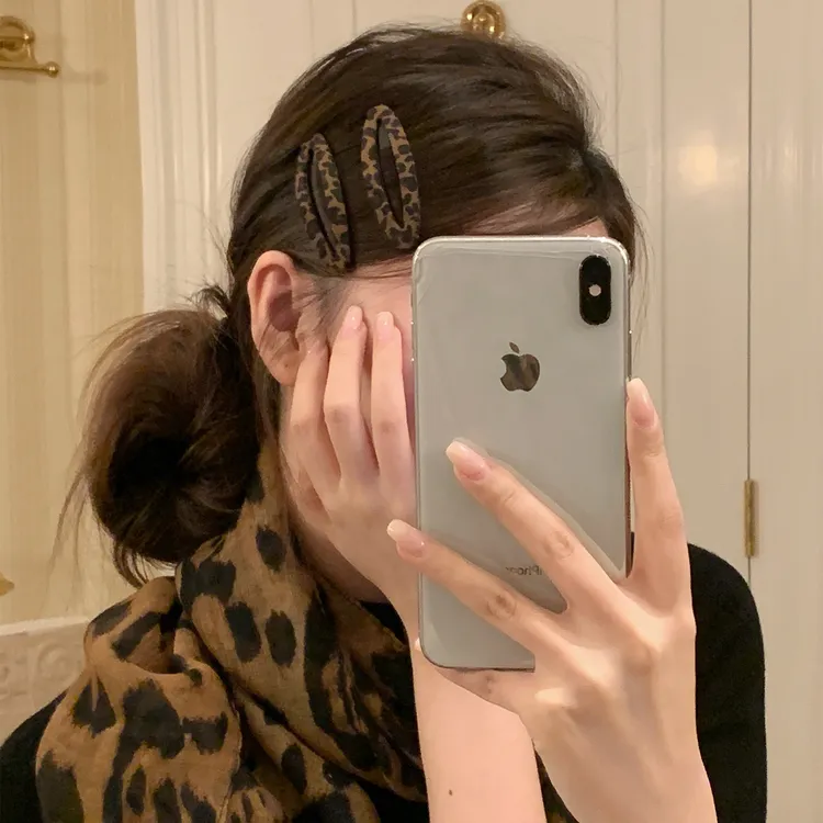 复古豹纹bb夹发夹女高级感侧边夹前额碎发刘海夹气质头饰发卡发饰