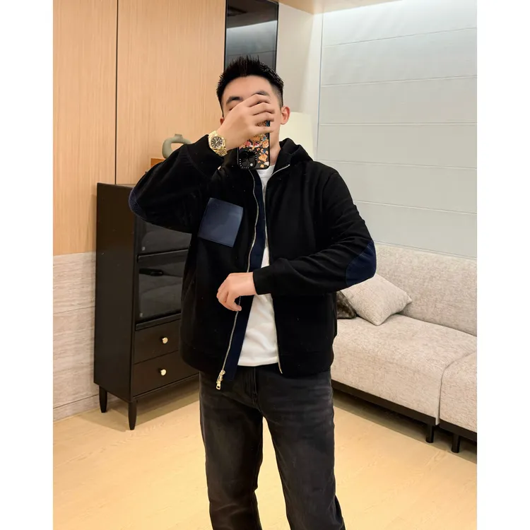 【琥珀皮牌】美利奴羊毛混纺上衣保暖软糯舒适皮牌连帽外套男士夹克