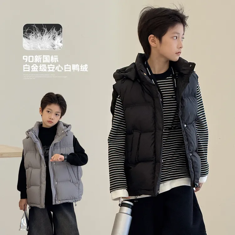 【黑标】儿童羽绒服冬装新款男童白鸭绒外套无袖时尚百搭马甲R35133