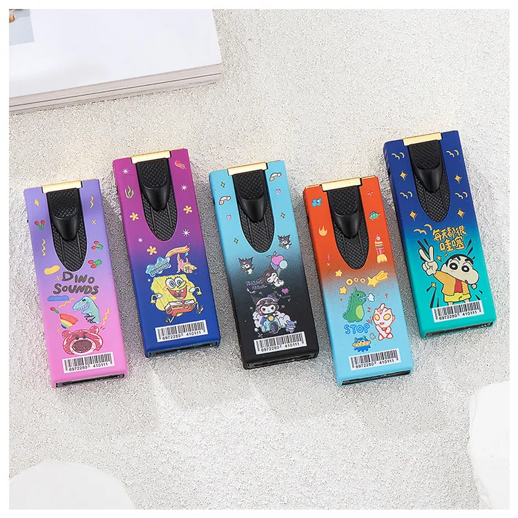 高级感男装男生卡通直冲金属外壳创意彩印动漫防风蓝焰小巧便携充