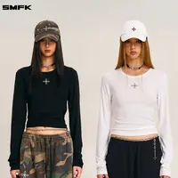 SMFK十字印章醋酸修身上衣 CP012B3 运动修身圆领复古上衣