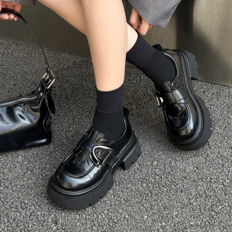 5899秋冬真皮厚款英伦乐福鞋时尚百搭透气舒适气质优雅