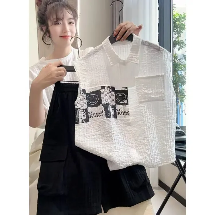 男童夏装背心套装2025年新款儿童时尚宽松薄款衬衫套装潮舒适韩版