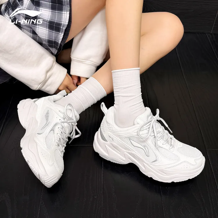 李宁女鞋子运动鞋2025新款正品休闲鞋女款爆款百搭网面透气老爹鞋