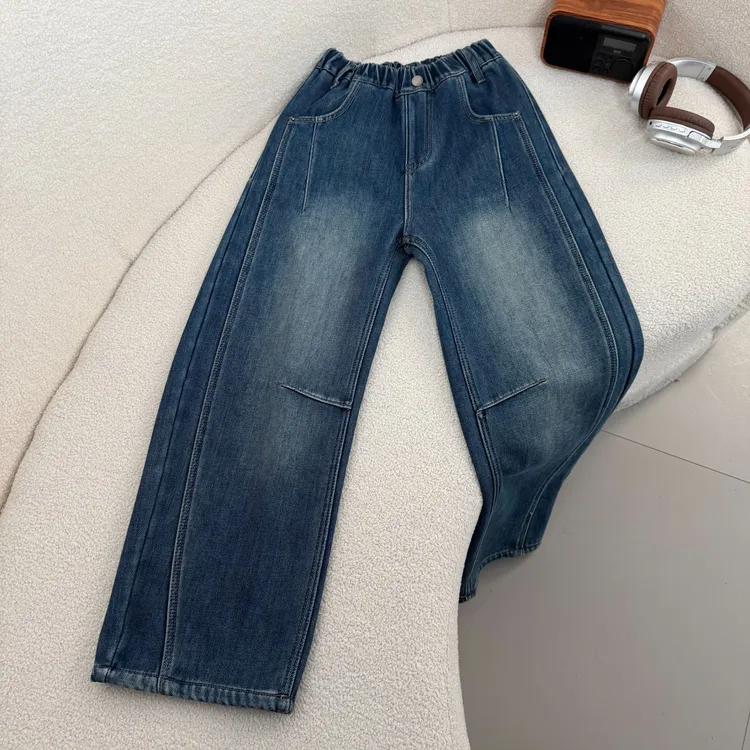 【2025夏款薄款】青少年时尚百搭宽松休闲牛仔裤儿童长裤童装HWC003