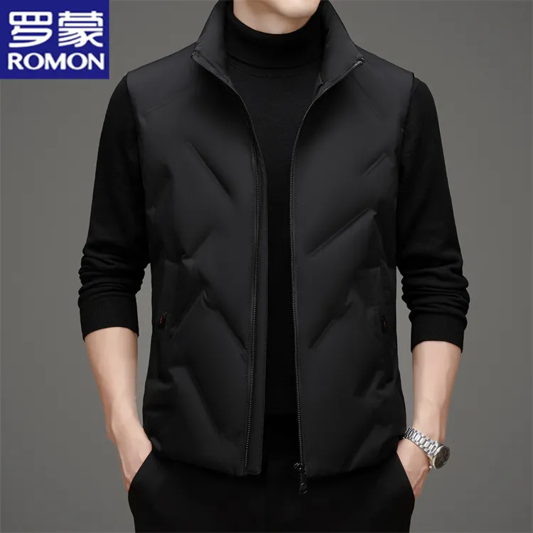 罗蒙秋冬季羽绒马甲立领时尚休闲新款潮流保暖中年男士高档坎肩