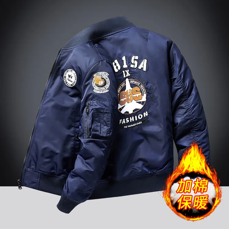 重磅刺绣飞行棉服男冬季加棉保暖棒球领外套男宽松休闲潮流外套男