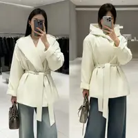 YN M胸124长70珠光亮面气质连帽收腰显瘦时尚棉衣外套 4484