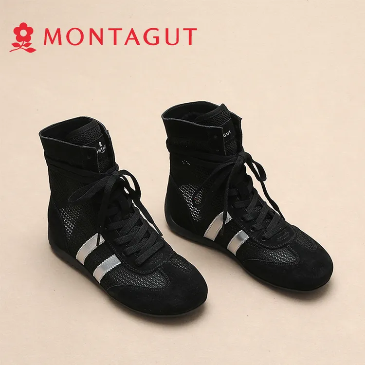 Montagut/梦特娇网面透气德训鞋新款休闲复古拳击鞋百搭短筒凉靴