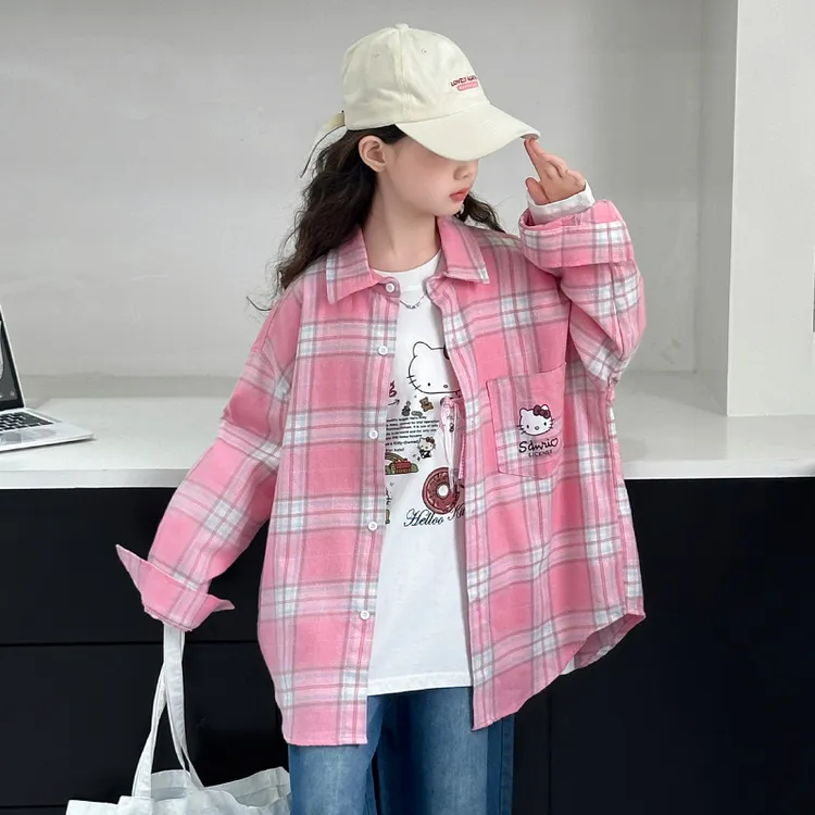 女童长袖衬衫春秋季2025新款儿童大童装休闲衬衣外套时髦女孩上衣