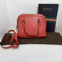 95新 GUCCI/古驰 壹臻/红色压纹贝壳包/56760763