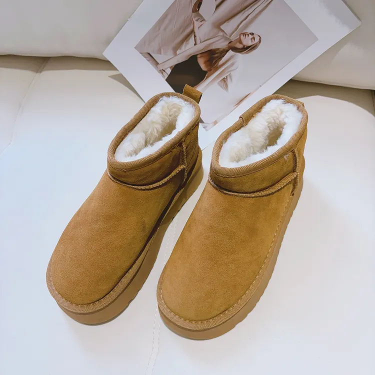 豆豆9 冬季中筒保暖加绒时尚厚底百搭雪地靴棉鞋-5853