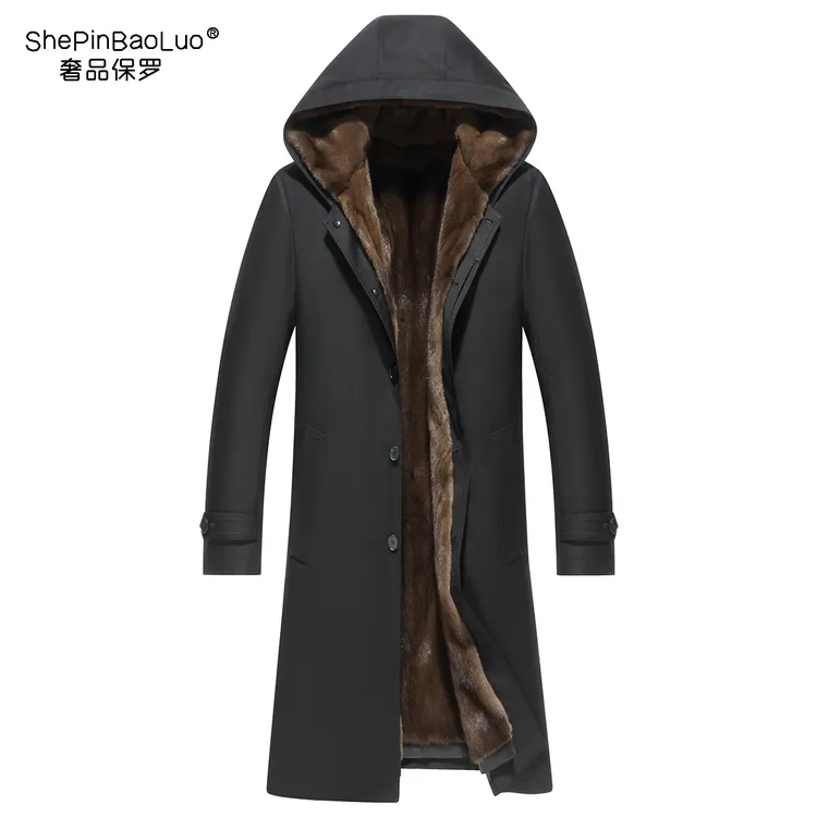 BaoLuoShePin/保罗奢品进口马哈根尼中老年连帽尼克休闲外套25009