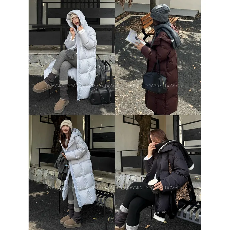 大婉酱微胖定制【安心羽绒】新国标90白鸭绒长短款连帽羽绒服0396D 
