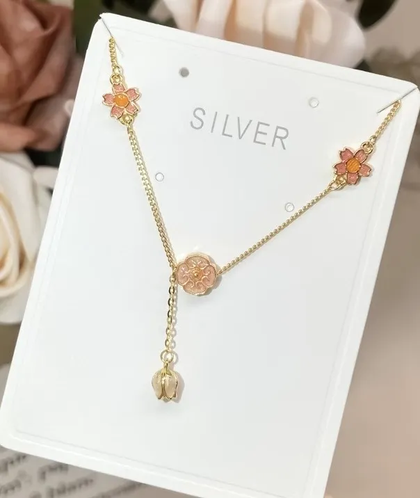 坠链均925银合成锆石 925银饰女四叶草款式套链时尚百搭