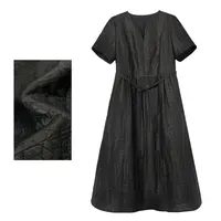 香云纱黑龟连衣裙中长裙休闲宽松收腰A字裙100桑蚕丝Q50819