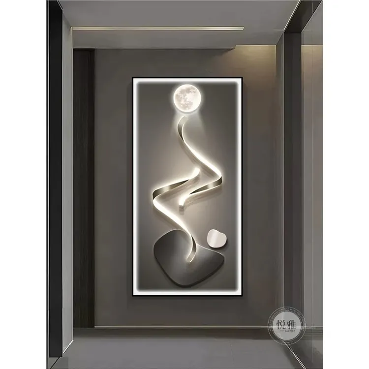 抽象石来运转玄关装饰画灯画走廊过道挂画高级感轻奢现代简约壁画