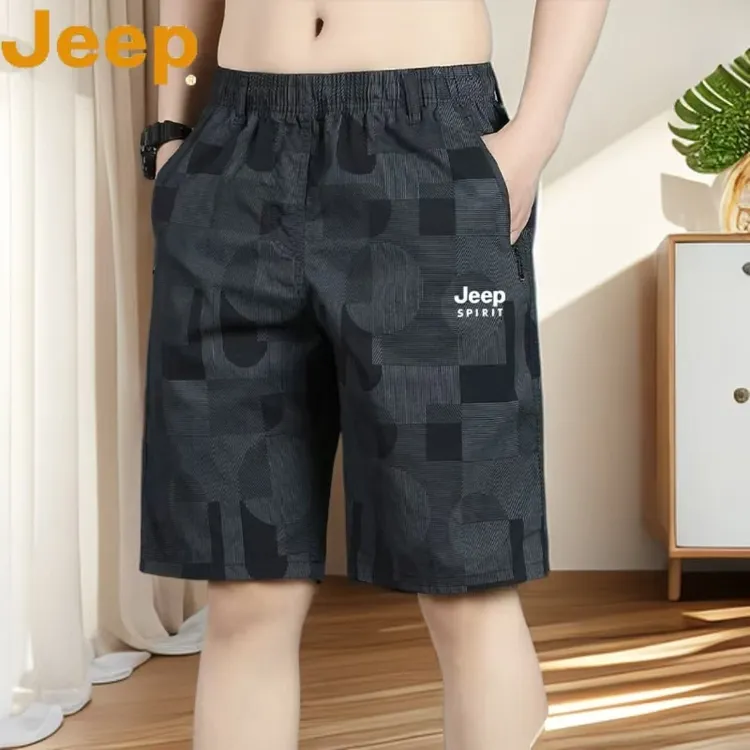 JEEPSPIRIT休闲中年男士夏季运动百搭直筒宽松透气五分迷彩短裤