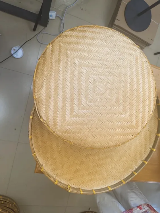 两件套（烟熏50.60公分)大号纯手工竹编花纹晾晒盘