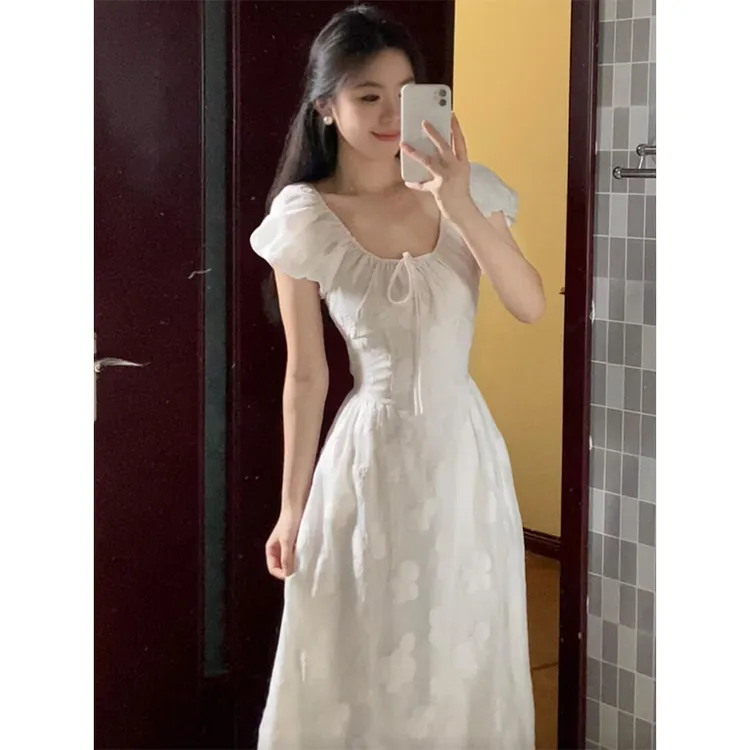 法式温柔风收腰修身气质长裙女夏季新款御姐独特绝美显瘦连衣裙潮