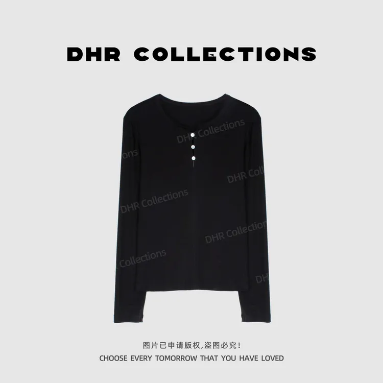 豆豆6【必入打底】兰精天丝+羊毛遮肉显瘦长袖T恤纯色百搭-DQ1690
