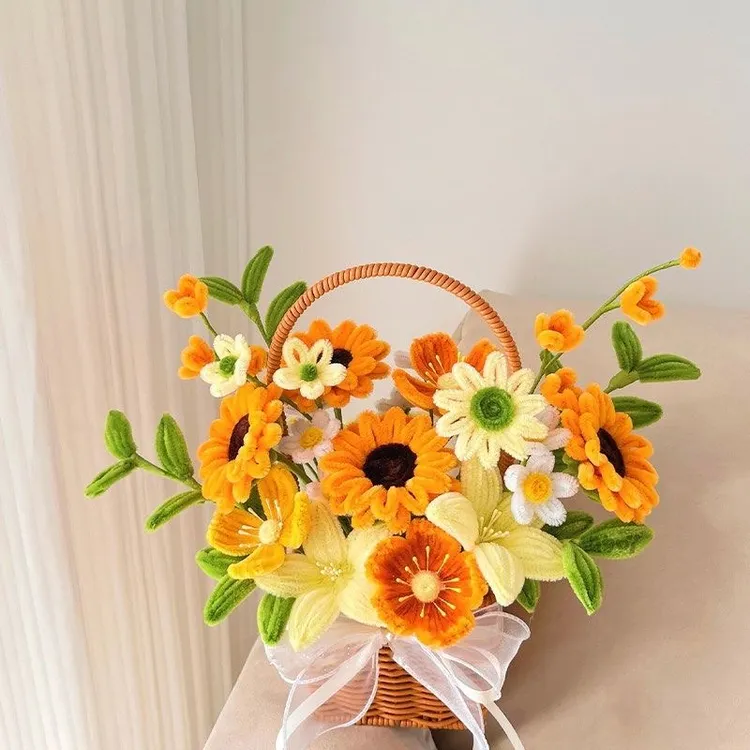 向日葵花篮扭扭棒花束diy材料包乔迁教师节装饰礼物送女友闺蜜