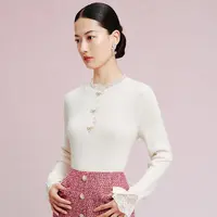 【晨粉专享价】毛衣蕾丝高级感羊毛时尚小衫春季