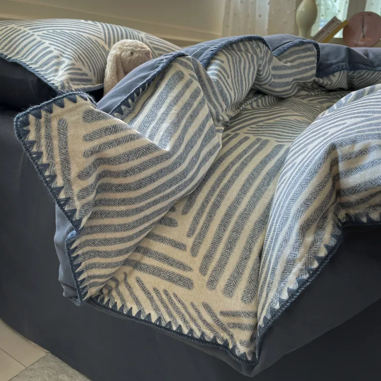 轻奢高级感纯棉磨毛床上四件套加厚全棉简约秋冬季被套床单三件套