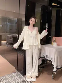 【奶油板栗】海岛绒豹纹三件套保暖家居服轻轻奢加绒睡衣可外穿套装