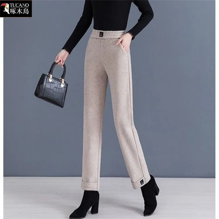 啄木鸟正品纯色九分裤中年减龄女装休闲裤秋冬新款时尚百搭直筒裤