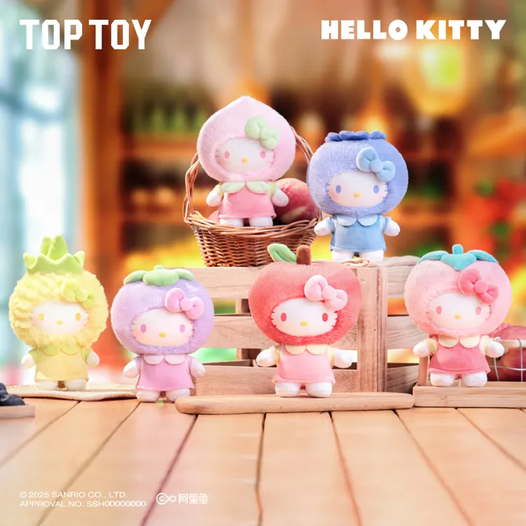 TOPTOY三丽鸥Hello Kitty果香乐园系列毛绒盲盒玩偶装饰背包挂件