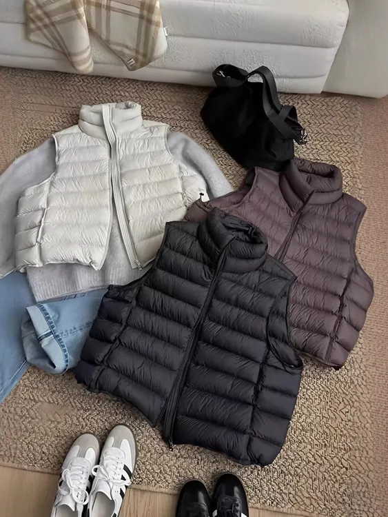 轻薄羽绒马夹女排骨款短款立领2025新款超好看羽绒小个子坎肩潮女