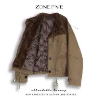 【zonefive】大翻领羽绒服2025巴恩风羽绒服加厚宽松短款