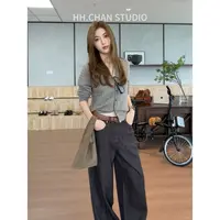 HH.CHAN“黑巧超模”莱赛尔棉黑巧咖色直筒超模牛仔长裤HH53T38907