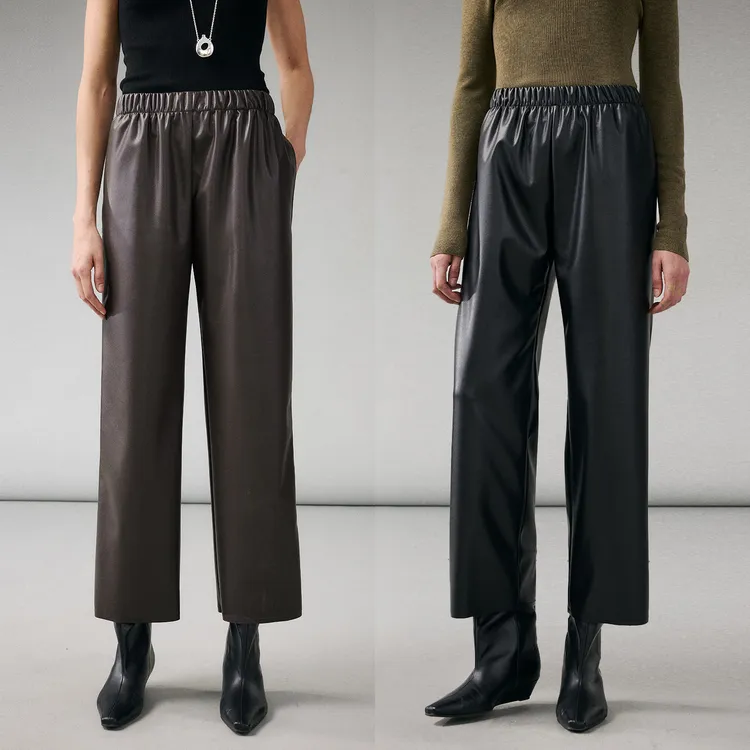 MARIUS“黑骑士”轻盈柔韧哑光橡筋松紧宽腰头显瘦直筒裤