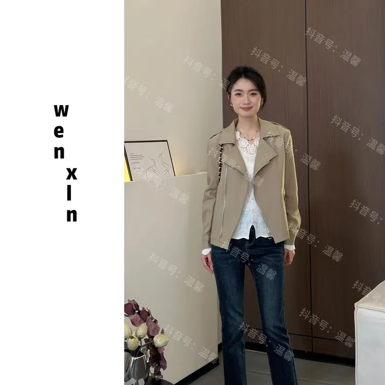 【温馨自制】短外套女2025春秋简约休闲时尚拉链夹克小个子显瘦风衣