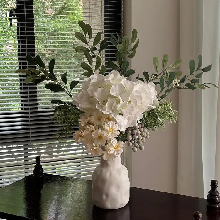 轻奢高档花束带花瓶绣球绿植仿真花绢花桌面客厅餐桌小众森系摆件