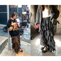 【9.22晚8点】im向 微醺朗姆’设计感不规则荷叶边显瘦百搭半身裙