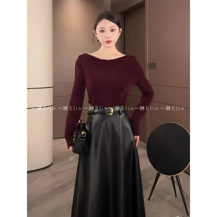 LZQ｜倾心～柔软弹力醋酸针织堆堆领上衣XMZH10001