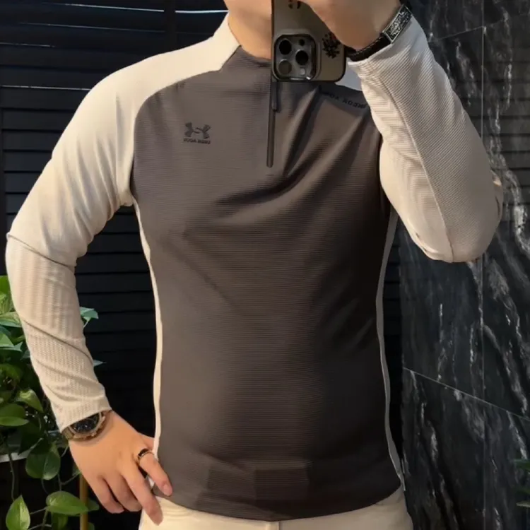 0088男士半拉链速干长袖T恤户外运动秋冬潮流打底衫