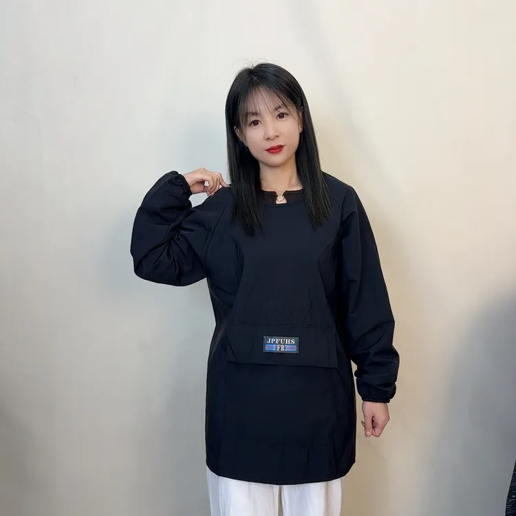 新款罩衣防泼水防油厨房做饭家用围裙短款反穿衣上班工作服长袖