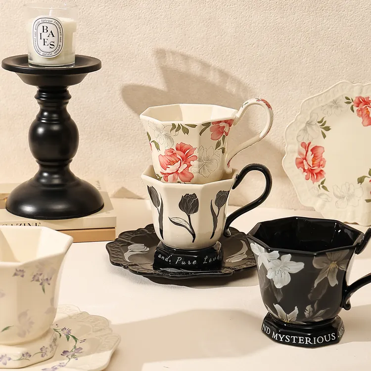 法式复古咖啡杯高档精致女生小资下午茶杯碟套装家用陶瓷杯子礼盒