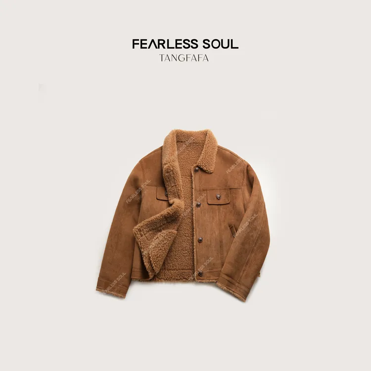 唐发发TFF 冬季时髦短款加厚保暖翻领绵羊毛外套 825FW783 =