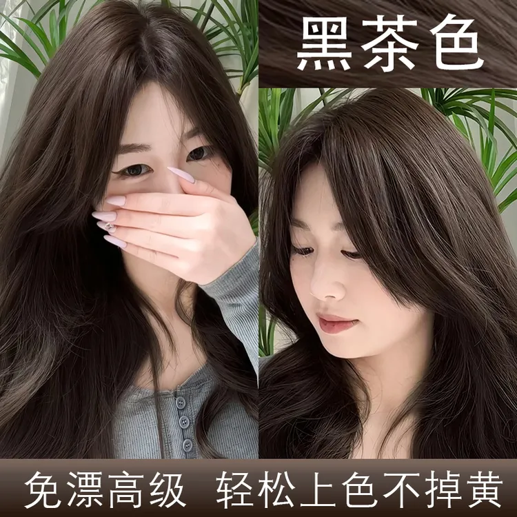 黑茶色染发膏剂女2025流行色上色均匀泡泡沫遮盖白发显色正品品牌