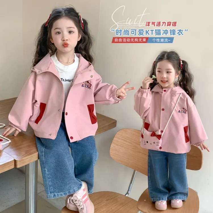巴拉巴拉男孩女孩女童秋装外套2025新款小女孩连帽冲锋衣洋气适用
