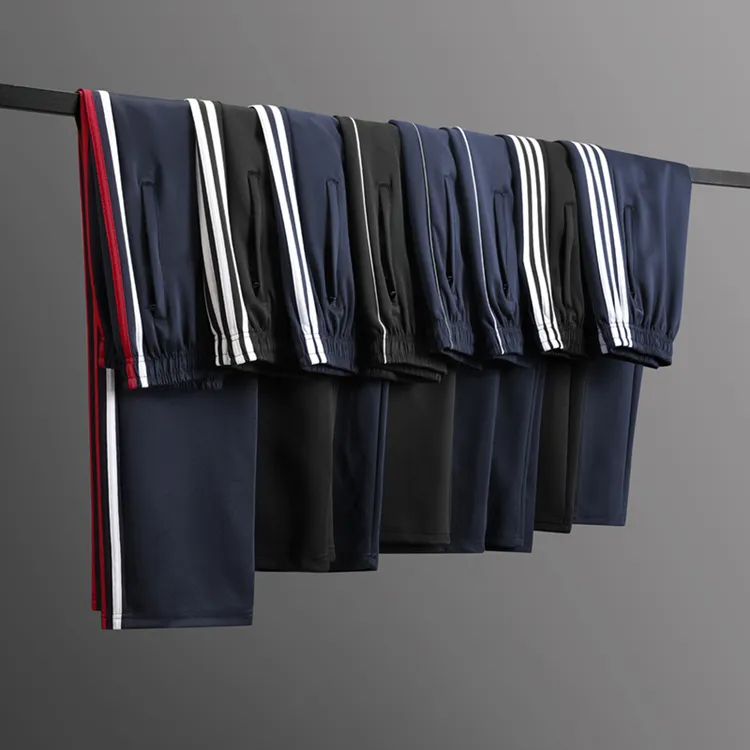 春秋冬季校服裤子学生直筒中小学生藏蓝运动裤红白条南韩丝校裤