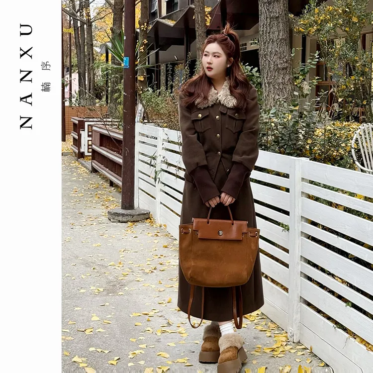 楠序微胖女装 2025年冬装显瘦复古时尚法式减龄两件套装女YZ38155