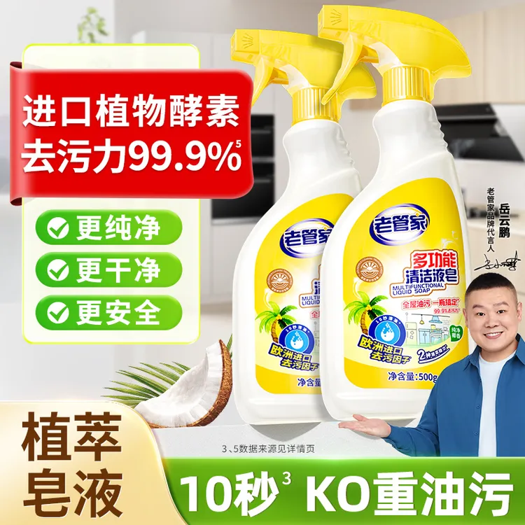 老管家多功能清洁液家用厨房冰箱重油污清洁除垢除菌不锈钢清洗剂