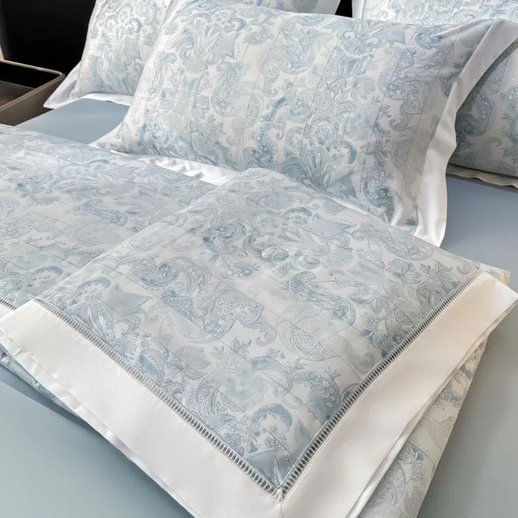 轻奢新品莱赛尔天丝印染镂空款夏凉被空调被冰丝凉感单双人薄被子